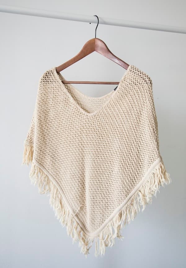 Cream Knit Poncho